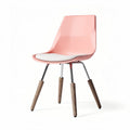 Chaise en plastique rose avec assise rembourrée et pieds en bois 45 x 50 x 80cm