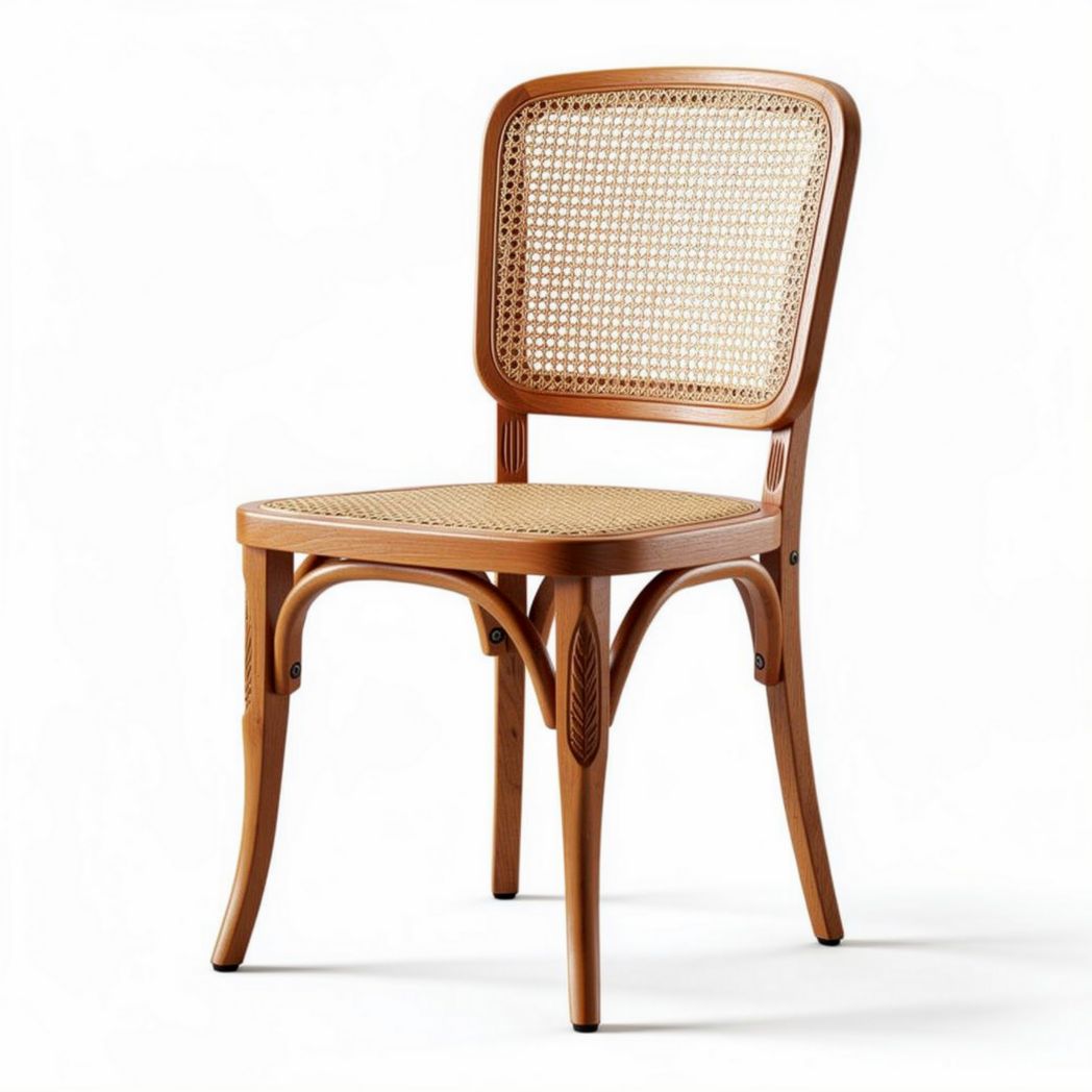 Chaise en bois naturel avec assise en cannage dimensions 40 x 40 x 85cm