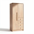 Armoire en bois clair avec deux portes et quatre tiroirs 180 x 80 x 40cm