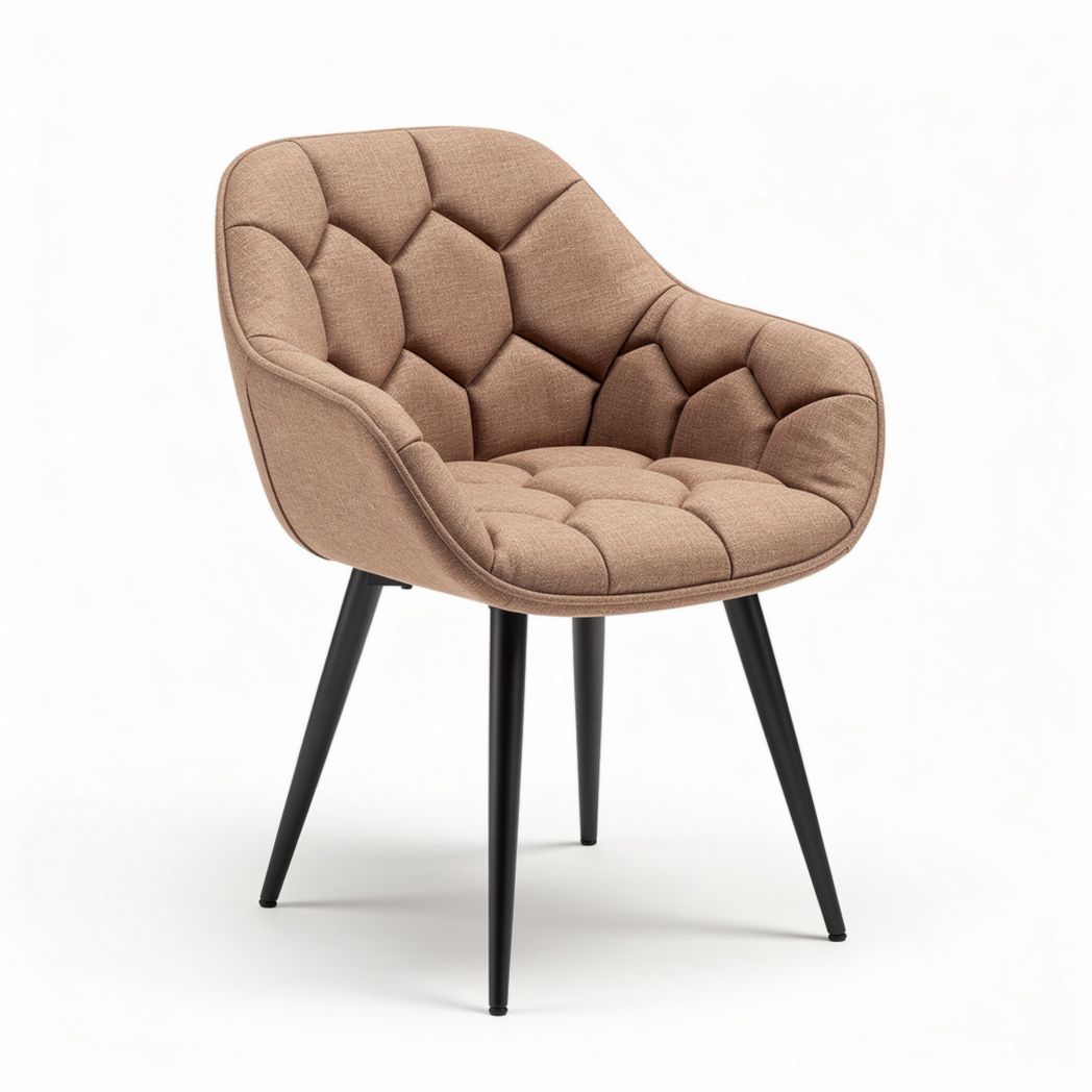Fauteuil en tissu marron avec pieds en bois noir 60 x 60 x 80cm