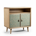 Meuble de rangement en bois avec portes décoratives en tissu 80 x 40 x 70cm