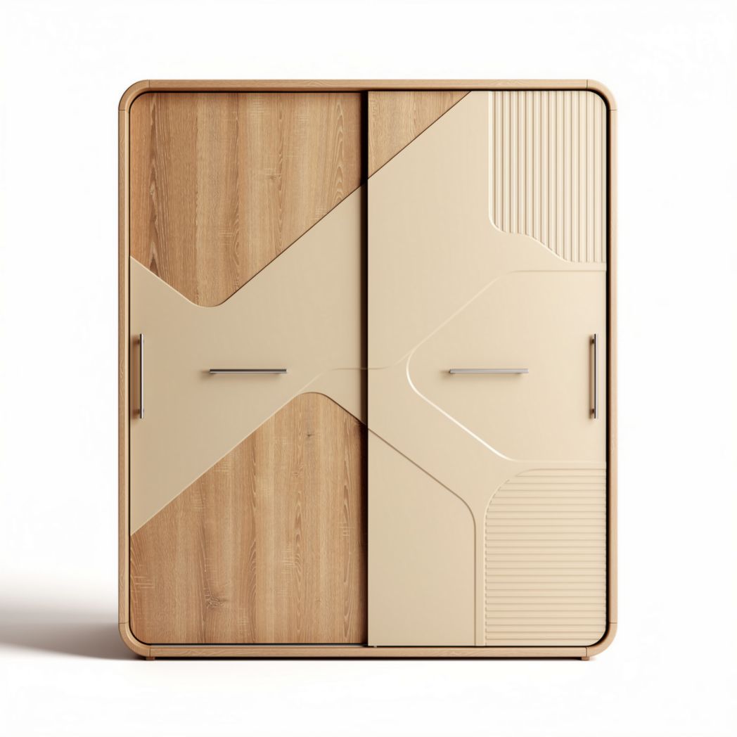 Armoire moderne en bois et plastique beige 100 x 70 x 200cm