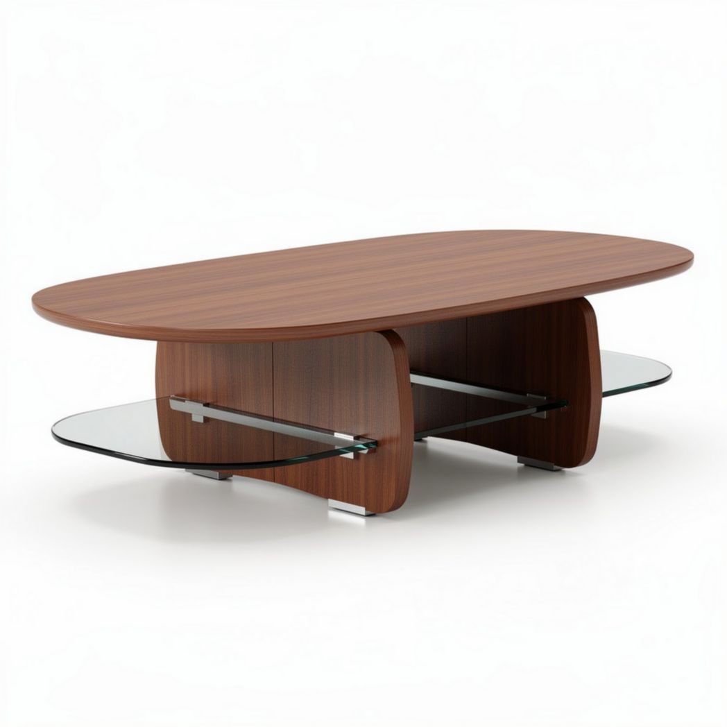 Table basse en bois et verre dimensions 150 x 80 x 45cm design contemporain