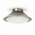 Plafonnier en métal argenté avec diffuseur en verre opale diamètre 30 cm hauteur 10 cm