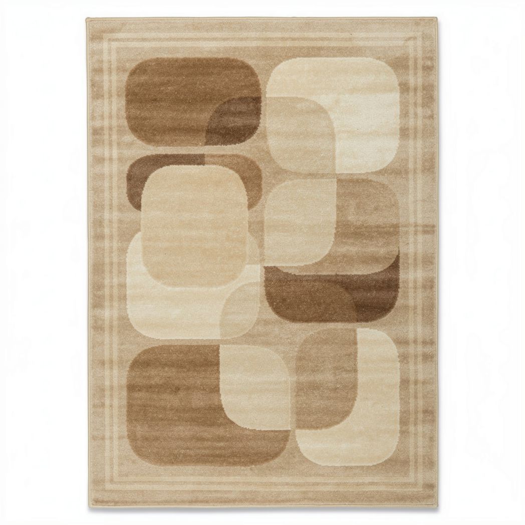 Tapis en laine multicolore de 150 x 100 x 1 cm pour salon moderne