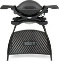 Weber Q1400 Barbecue électrique avec support, surface de cuisson 43 x 32 cm, nomade, grille en fonte émaillée divisée en 2 parties, couvercle et cuve en fonte d'aluminium - Gris foncé (52020853)(Unique)