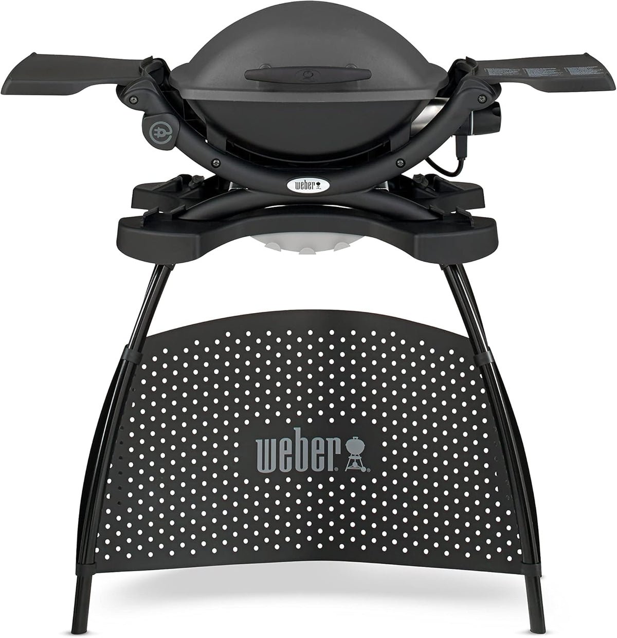 Weber Q1400 Barbecue électrique avec support, surface de cuisson 43 x 32 cm, nomade, grille en fonte émaillée divisée en 2 parties, couvercle et cuve en fonte d'aluminium - Gris foncé (52020853)(Unique)