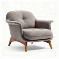 Fauteuil en tissu gris avec pieds en bois dimensions 80 x 80 x 80cm