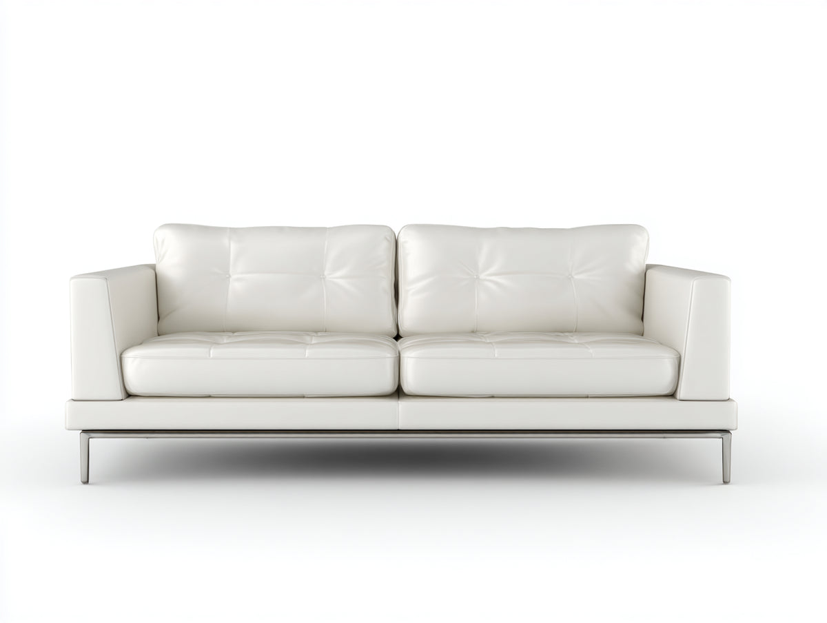 Canapé 2 places cuir véritable 178x90x82 cm - blanc - design moderne(Blanc)