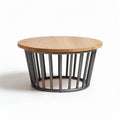 Table basse ronde en bois d'érable et métal gris 80 x 80 x 40 cm