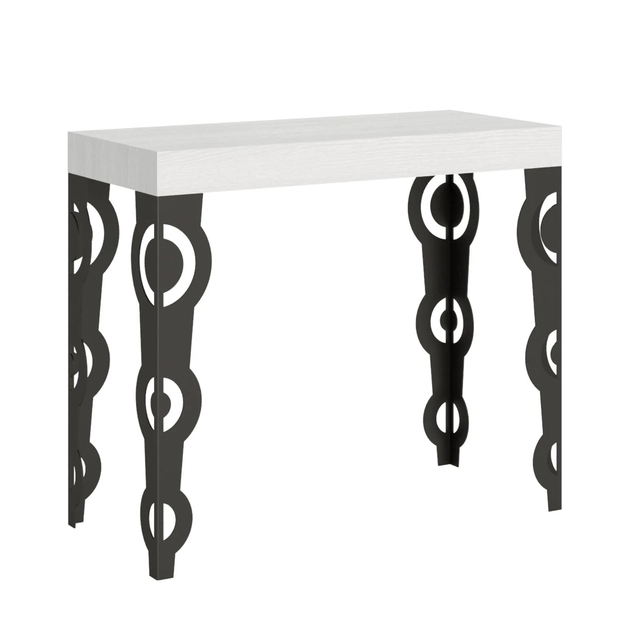 Table console extensible en bois Trévise pour salle à manger(Extensible Jusqu'À 196 Cm/Classique/Ciment)
