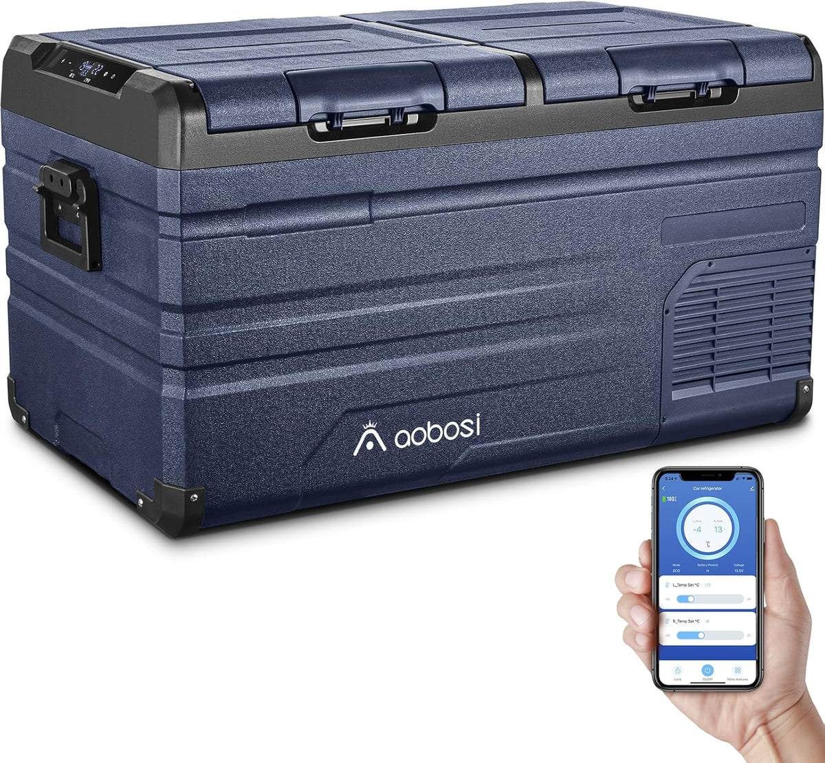 AAOBOSI 46 L Glaciere a Compression, Glaciere Electrique Double Zone, 12 V/24 V et 100-240 V Frigo Camping, -20 ℃ à 20 ℃, pour Voiture, Camion, Bateau, Camping-Car(72L)