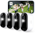Arlo Essential 2 HD, Caméra de Surveillance WiFi Extérieure Sans Fil, Autonomie de 6 mois, Vision Nocturne Couleur, Éclairage, Sirène et Audio Bidirectionnel, Essai Arlo Secure Inclus, 4 Caméras Blanc(Blanc)
